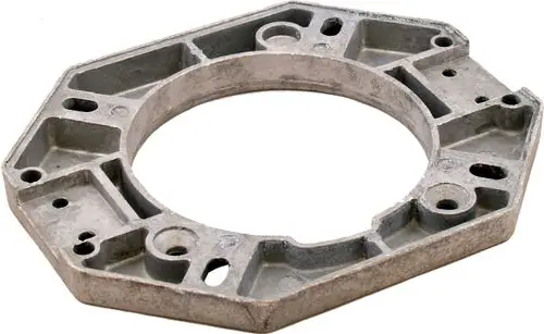 Brennerflansch aus Metall, mit geformten Aussparungen und Befestigungslöchern, geeignet für Wolf Cuenod-Gelbbrenner.